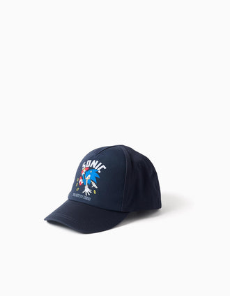Casquette en sergé avec imprimé Sonic pour garçon, bleu foncé