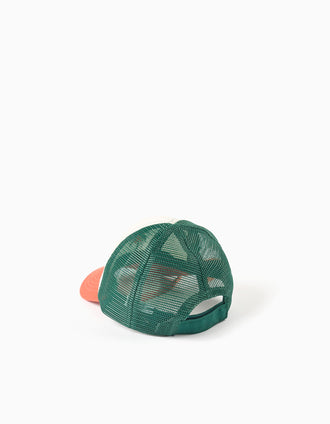 Boné com palmeira bordada para bebé menino, branco/laranja/verde