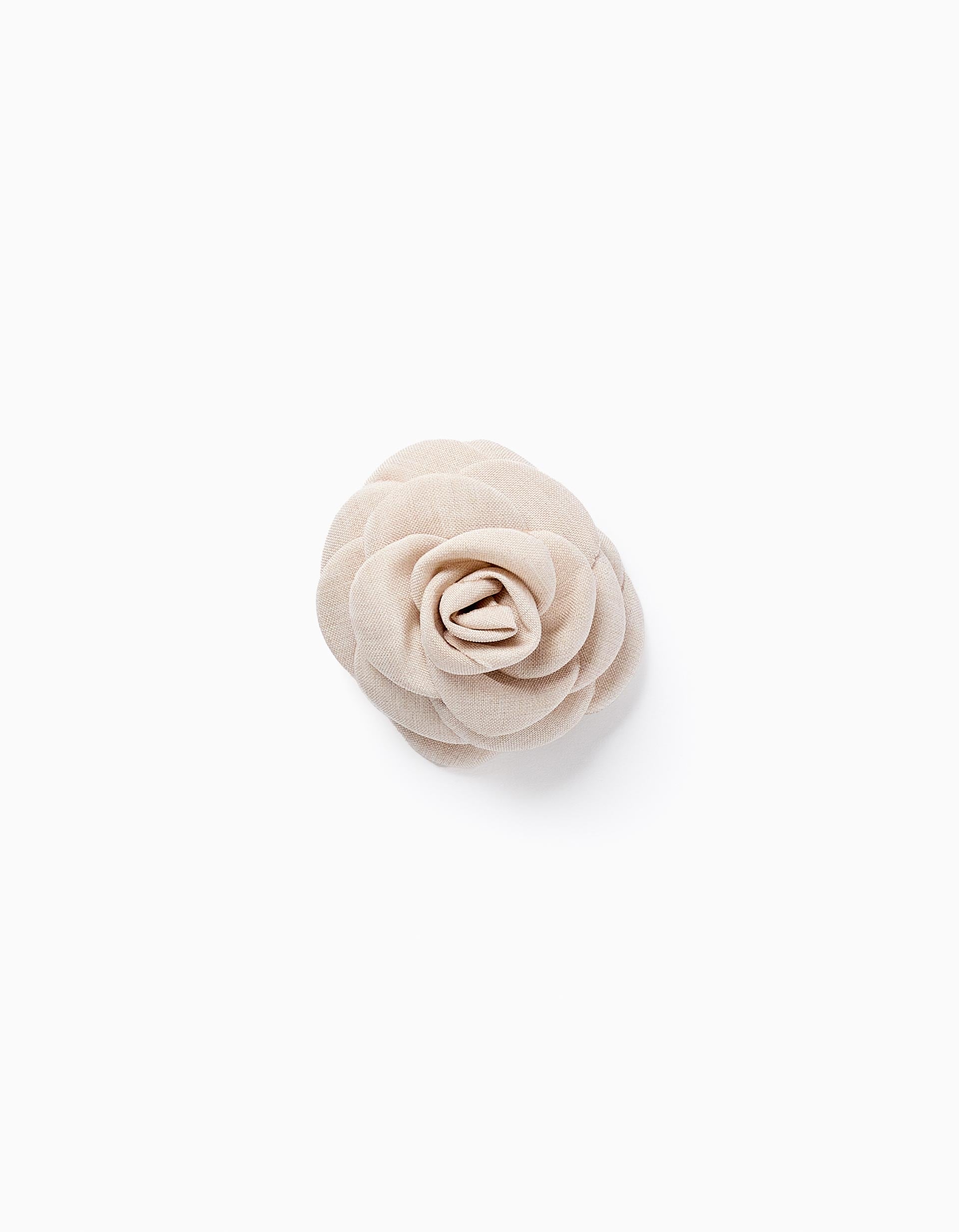 Hair slide with camellia for babies and girls, light beige