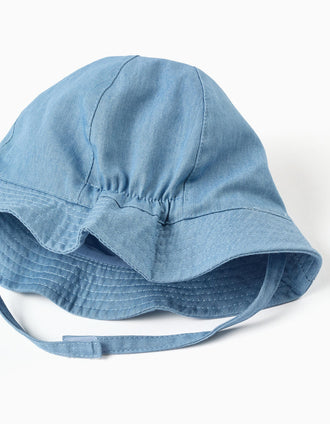 Bob en jean avec nœud décoratif pour bébé fille, bleu clair