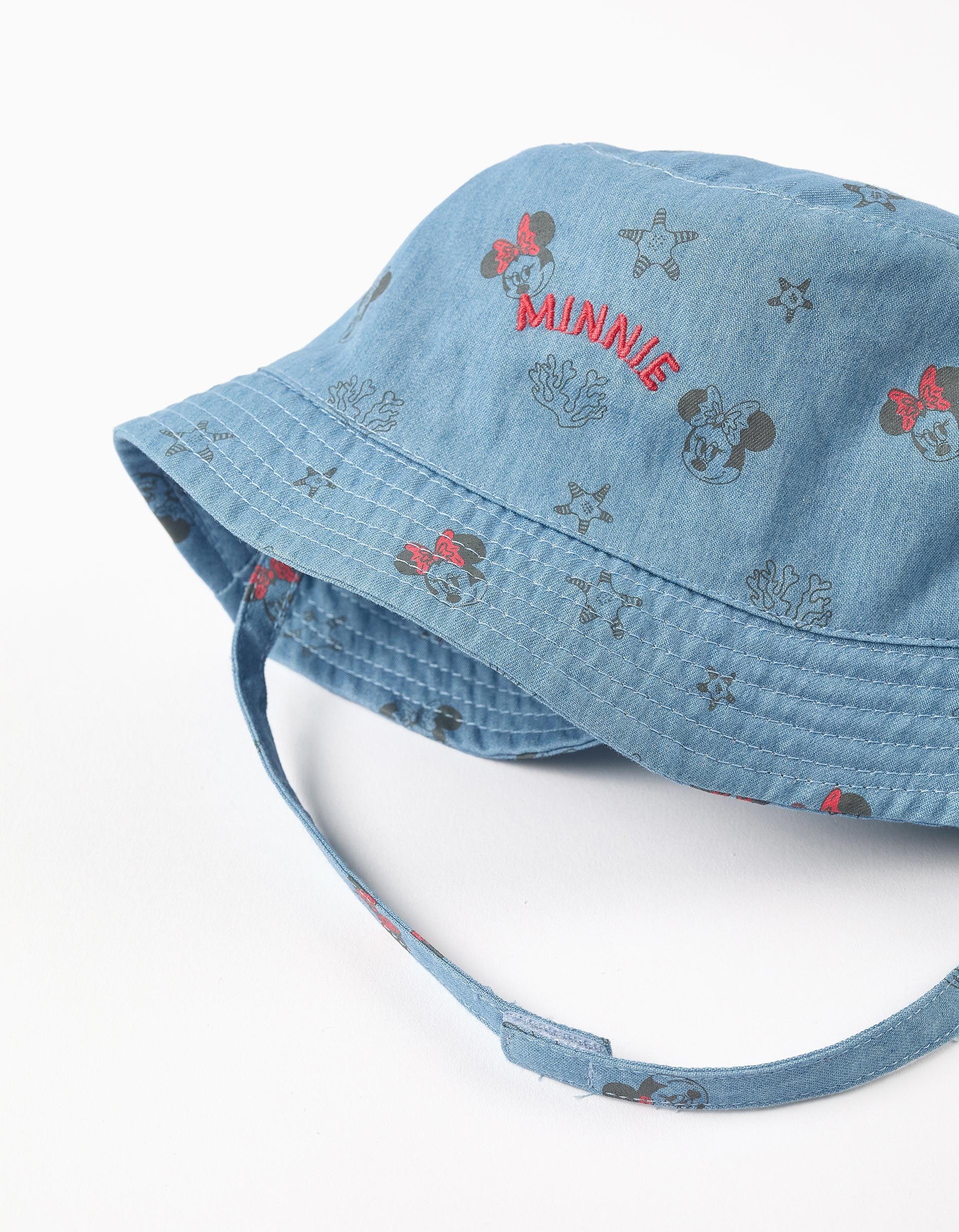 Chapéu de ganga com motivo da Minnie para bebé menina, azul