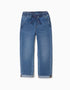 Pantalon en jean slim avec cordon de serrage pour garçon, bleu