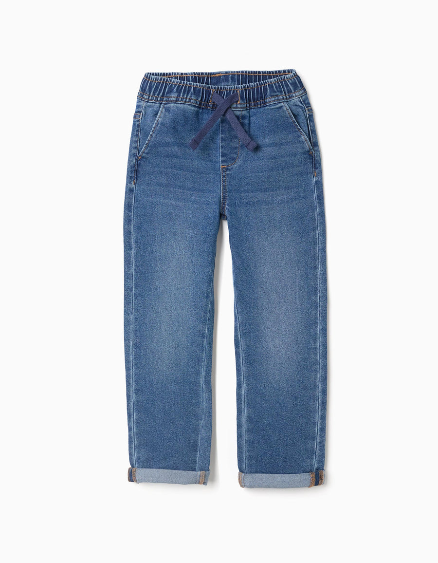 Slim fit jeans with drawstring for boys, blue