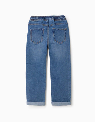 Vaqueros slim fit con cordón para niño, azul
