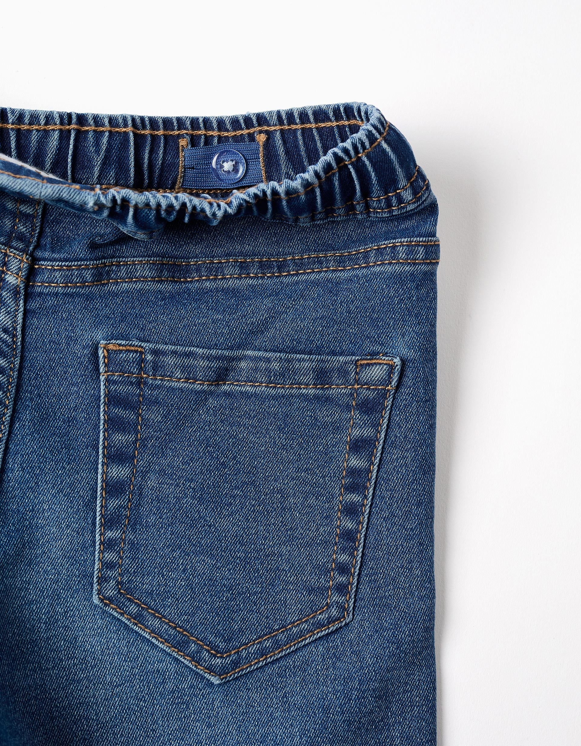 Calças de ganga slim fit com cordão para menino, azul