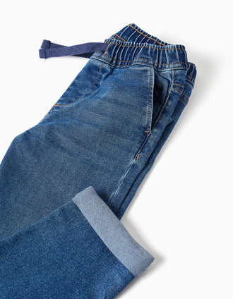 Vaqueros slim fit con cordón para niño, azul