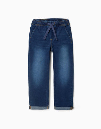 Vaqueros slim fit con cordón para niño, azul oscuro