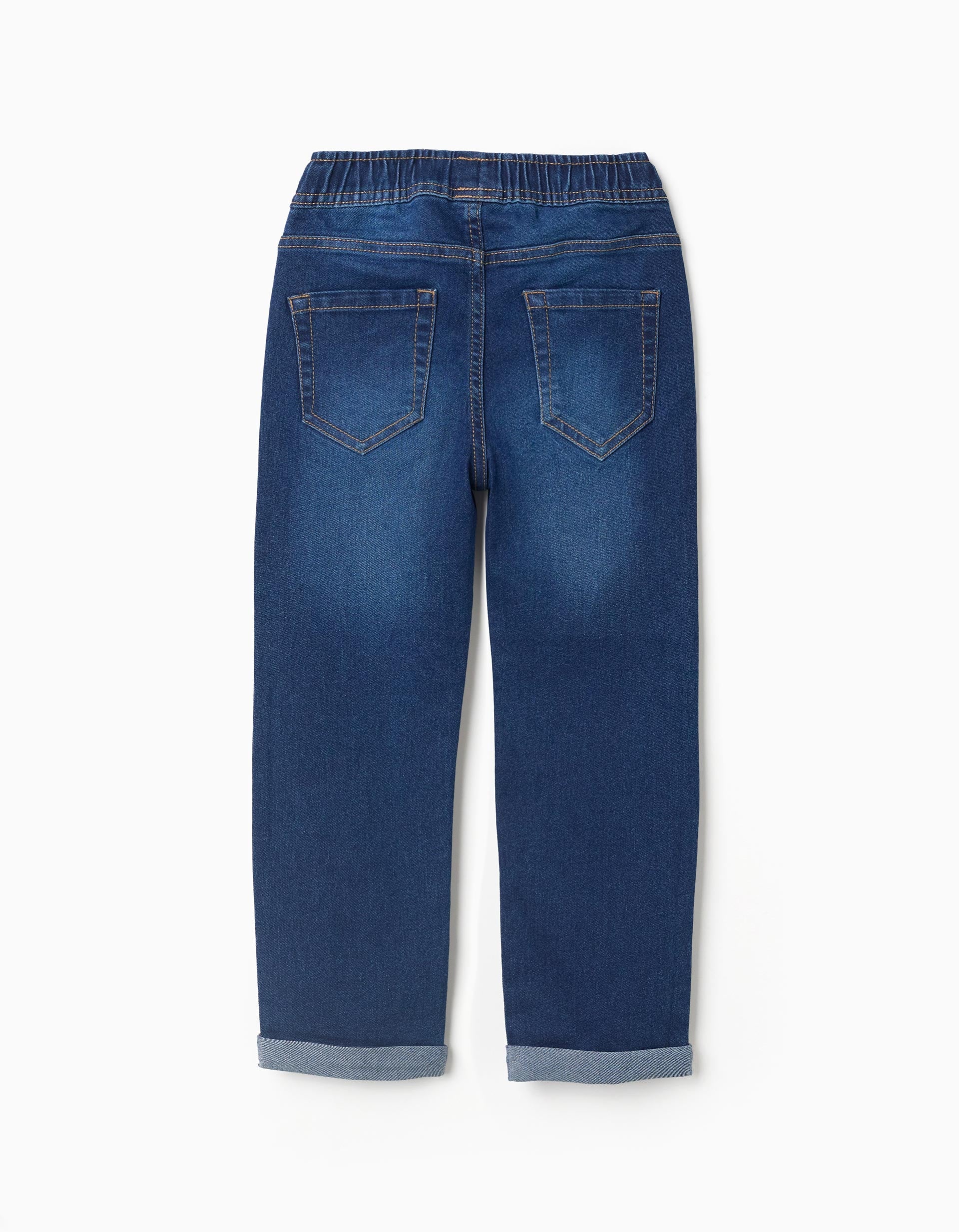 Calças de ganga slim fit com cordão para menino, azul-escuro