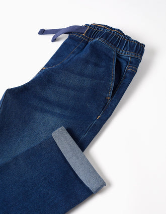 Vaqueros slim fit con cordón para niño, azul oscuro