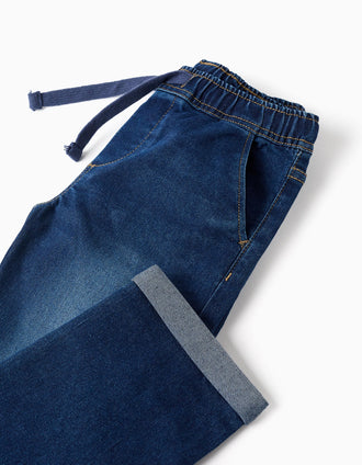 Vaqueros slim fit con cordón para niño, azul oscuro