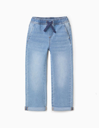 Vaqueros slim fit con cordón para niño, azul claro