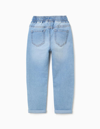 Vaqueros slim fit con cordón para niño, azul claro