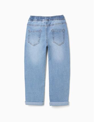 Vaqueros slim fit con cordón para niño, azul claro