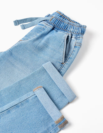 Vaqueros slim fit con cordón para niño, azul claro