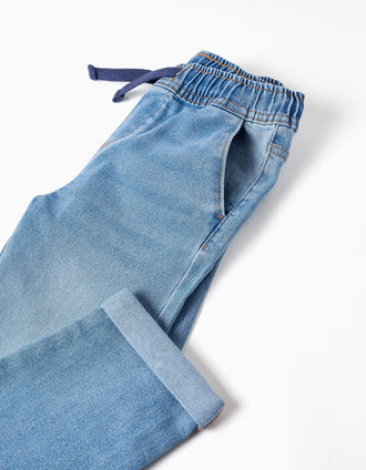 Vaqueros slim fit con cordón para niño, azul claro