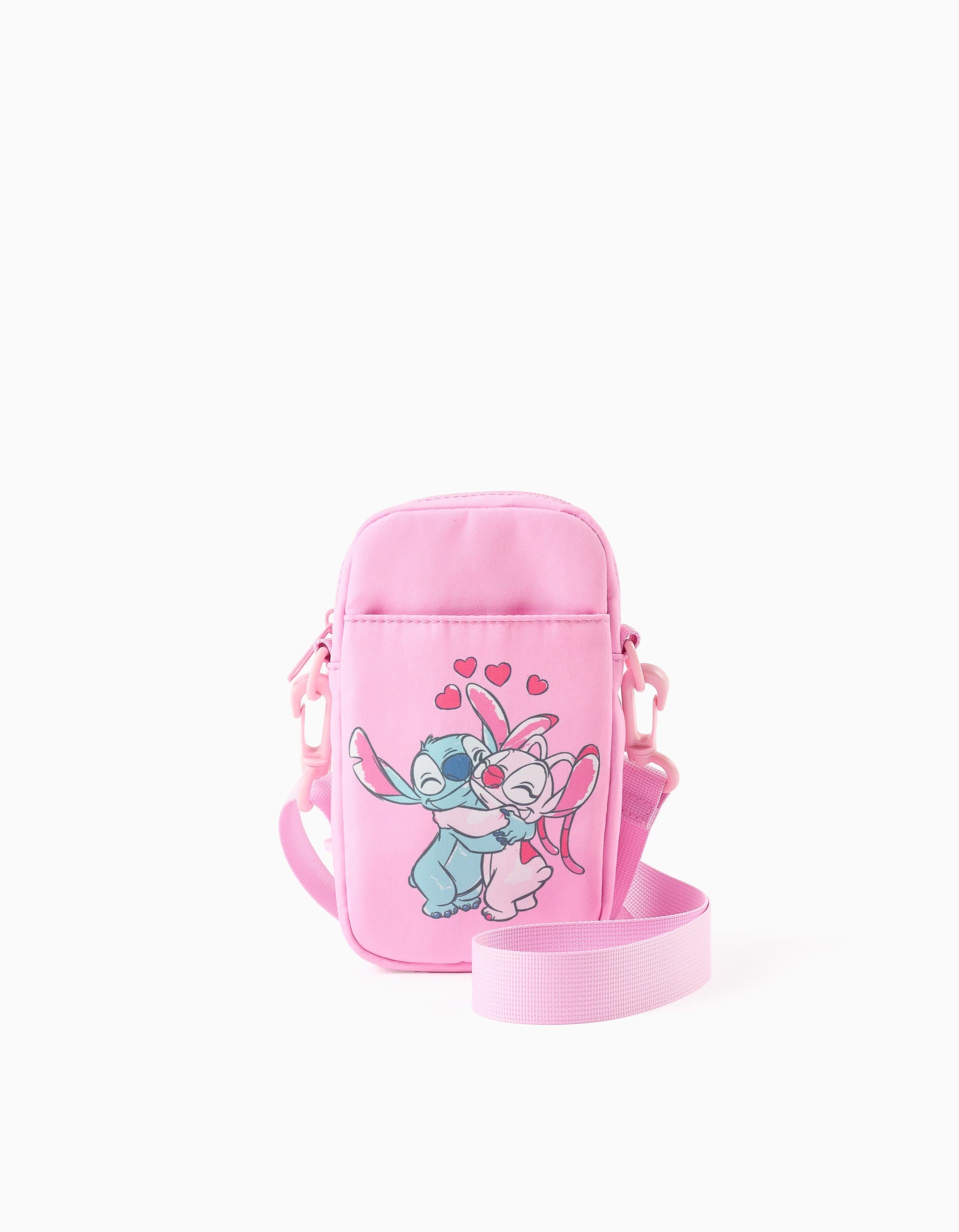 Bolsa para telemóvel com estampado Stitch e Angel para menina, rosa