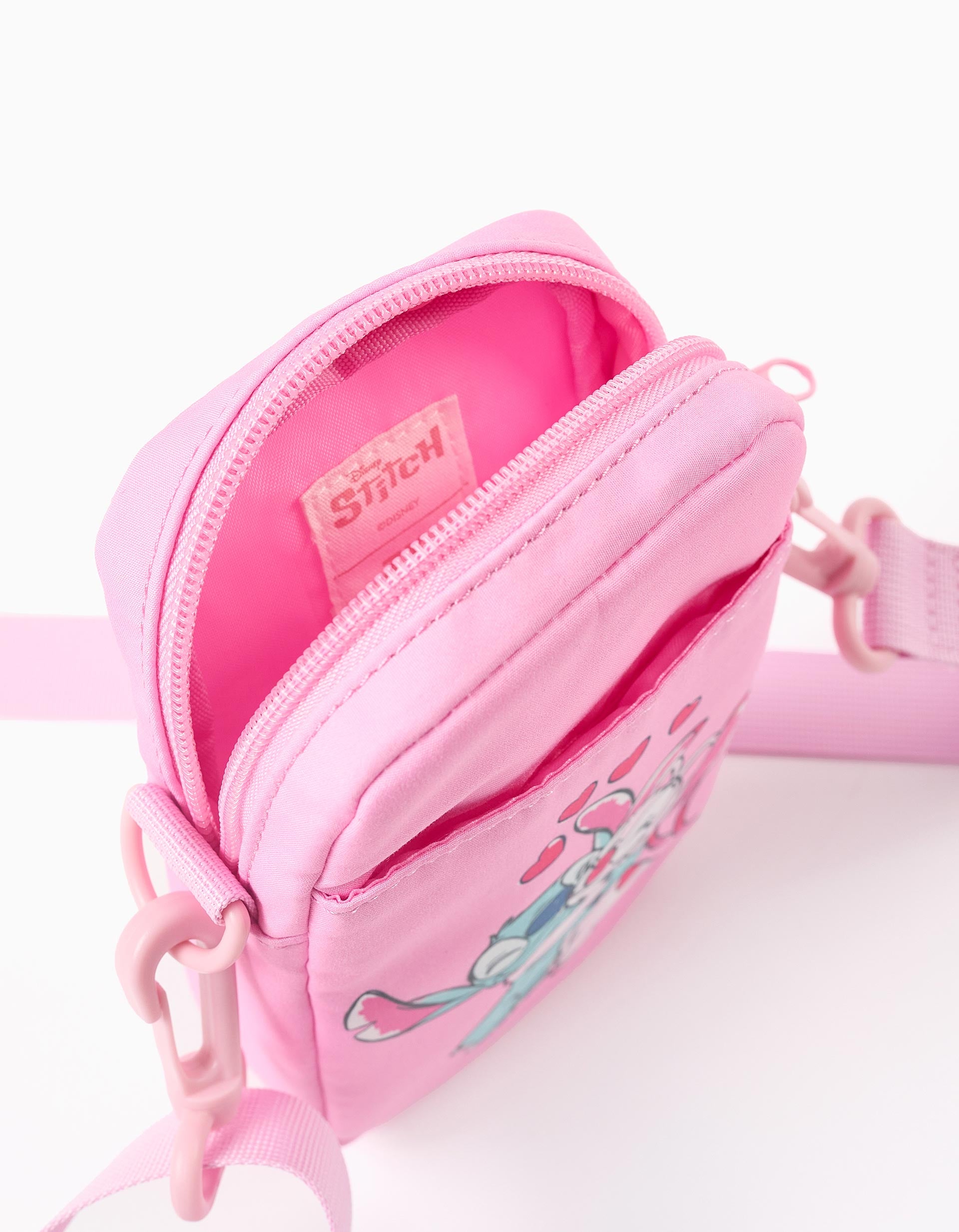 Bolsa para telemóvel com estampado Stitch e Angel para menina, rosa