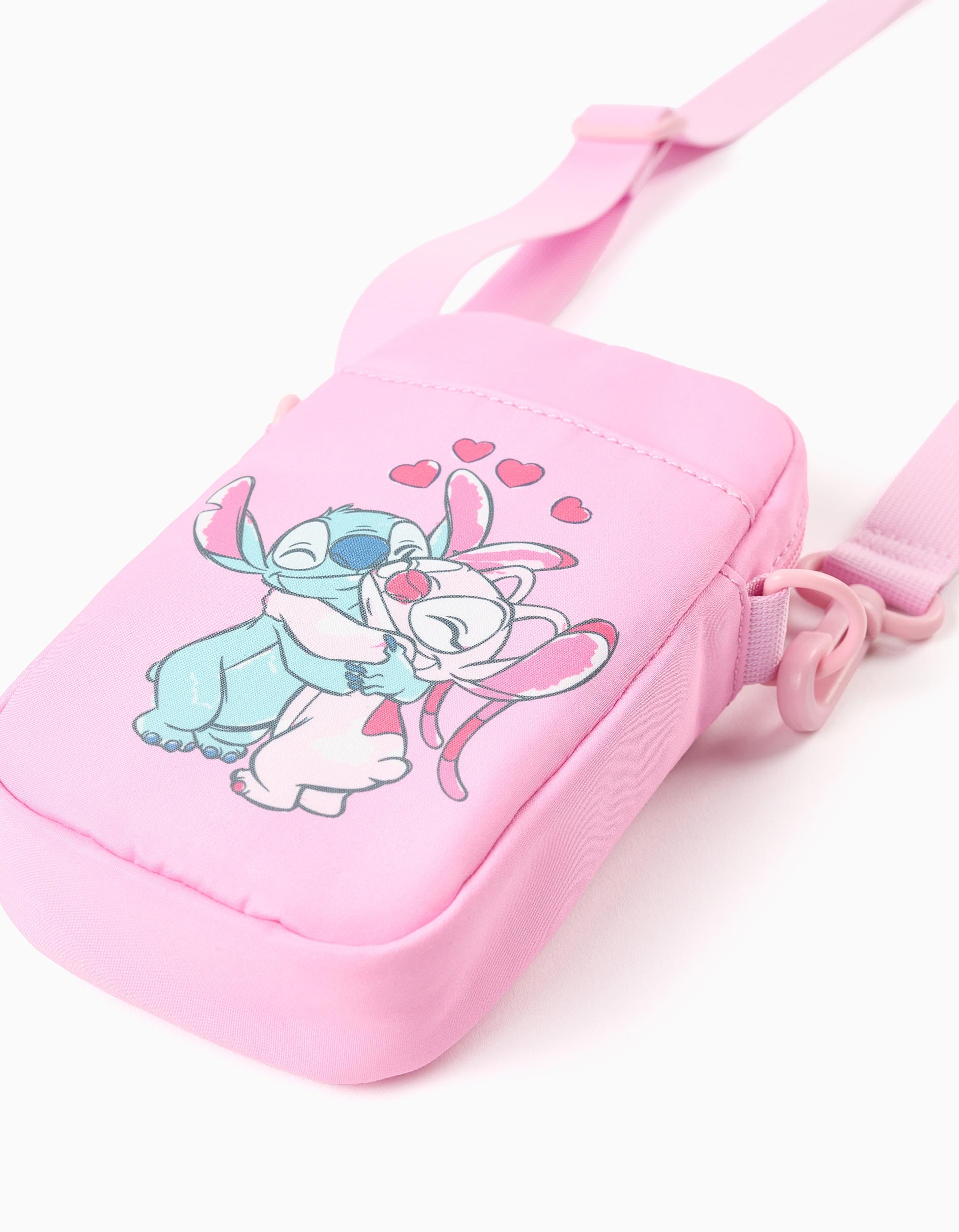 Bolsa para telemóvel com estampado Stitch e Angel para menina, rosa