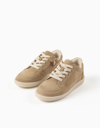 Baskets en daim à lacets pour garçon, beige