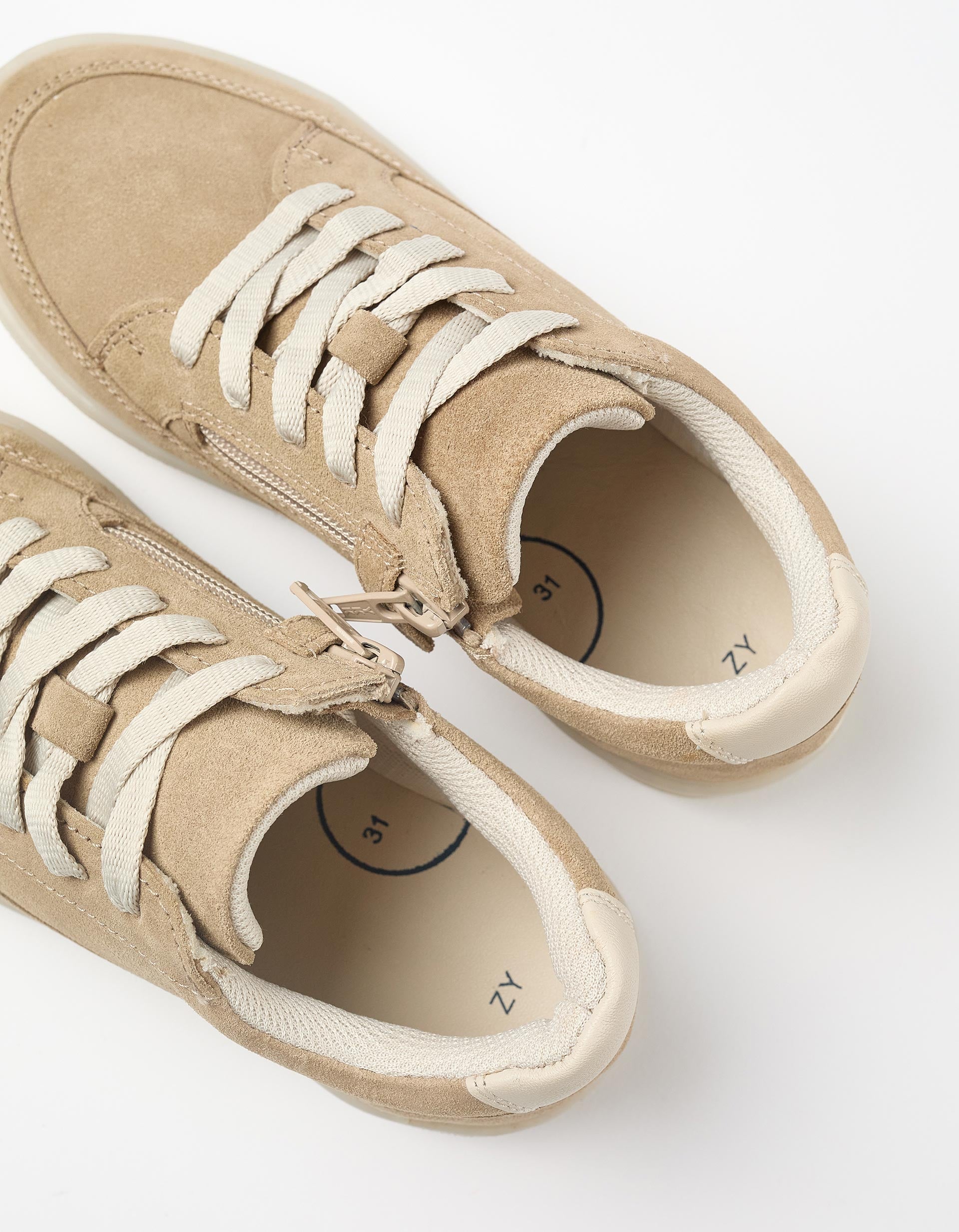 Suede trainers with laces for boys, beige