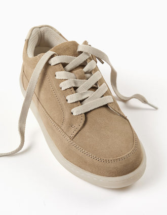 Baskets en daim à lacets pour garçon, beige