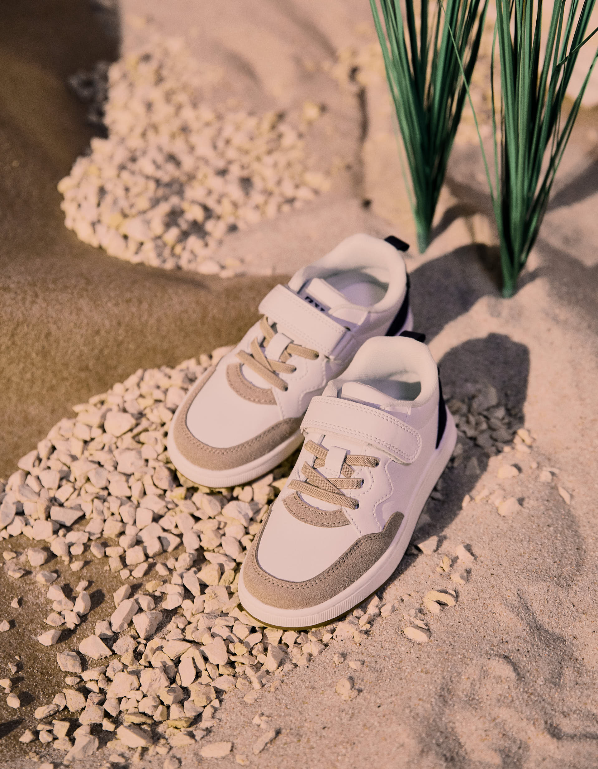 Zapatillas deportivas combinadas para niño, beige/azul/blanco