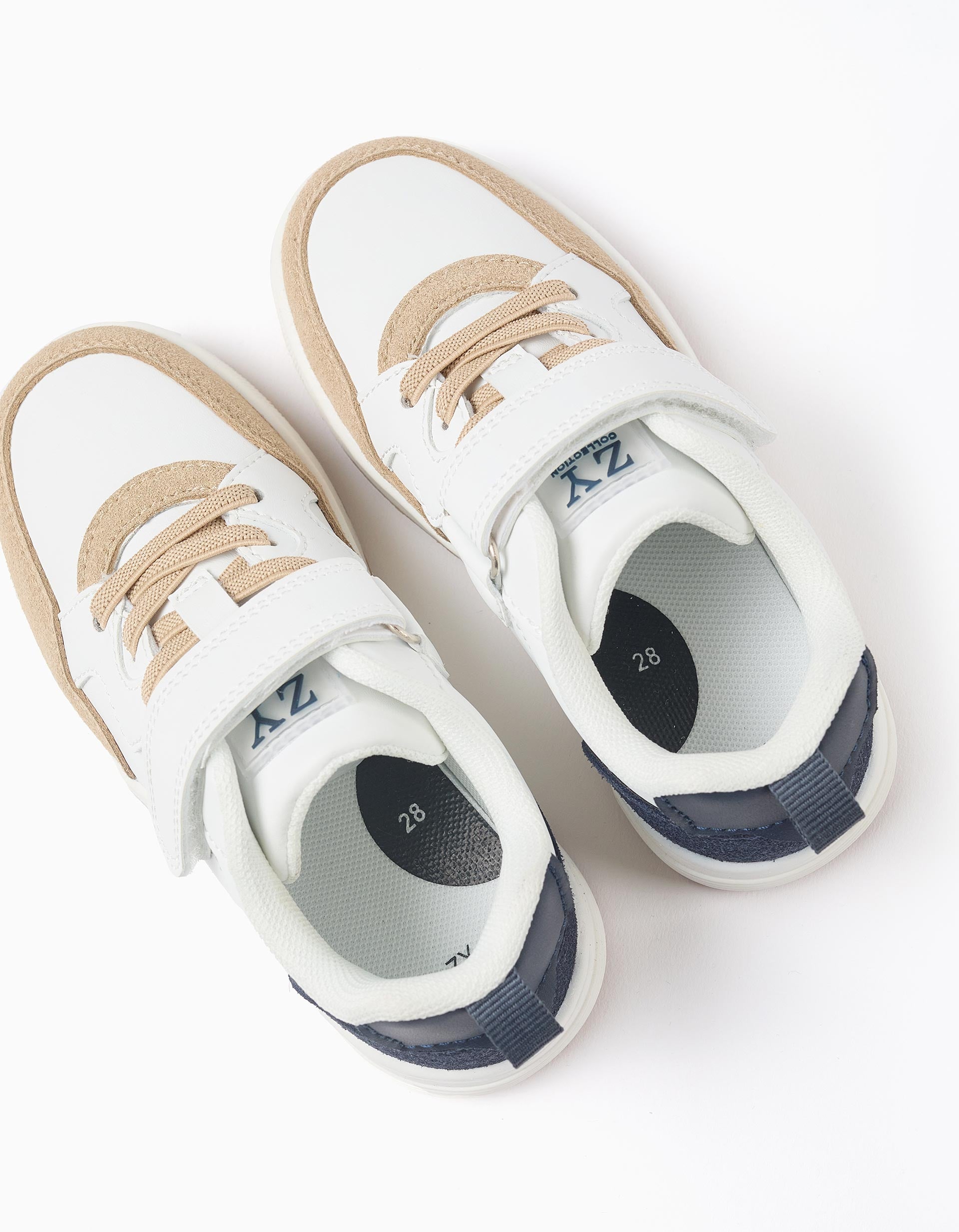 Zapatillas deportivas combinadas para niño, beige/azul/blanco