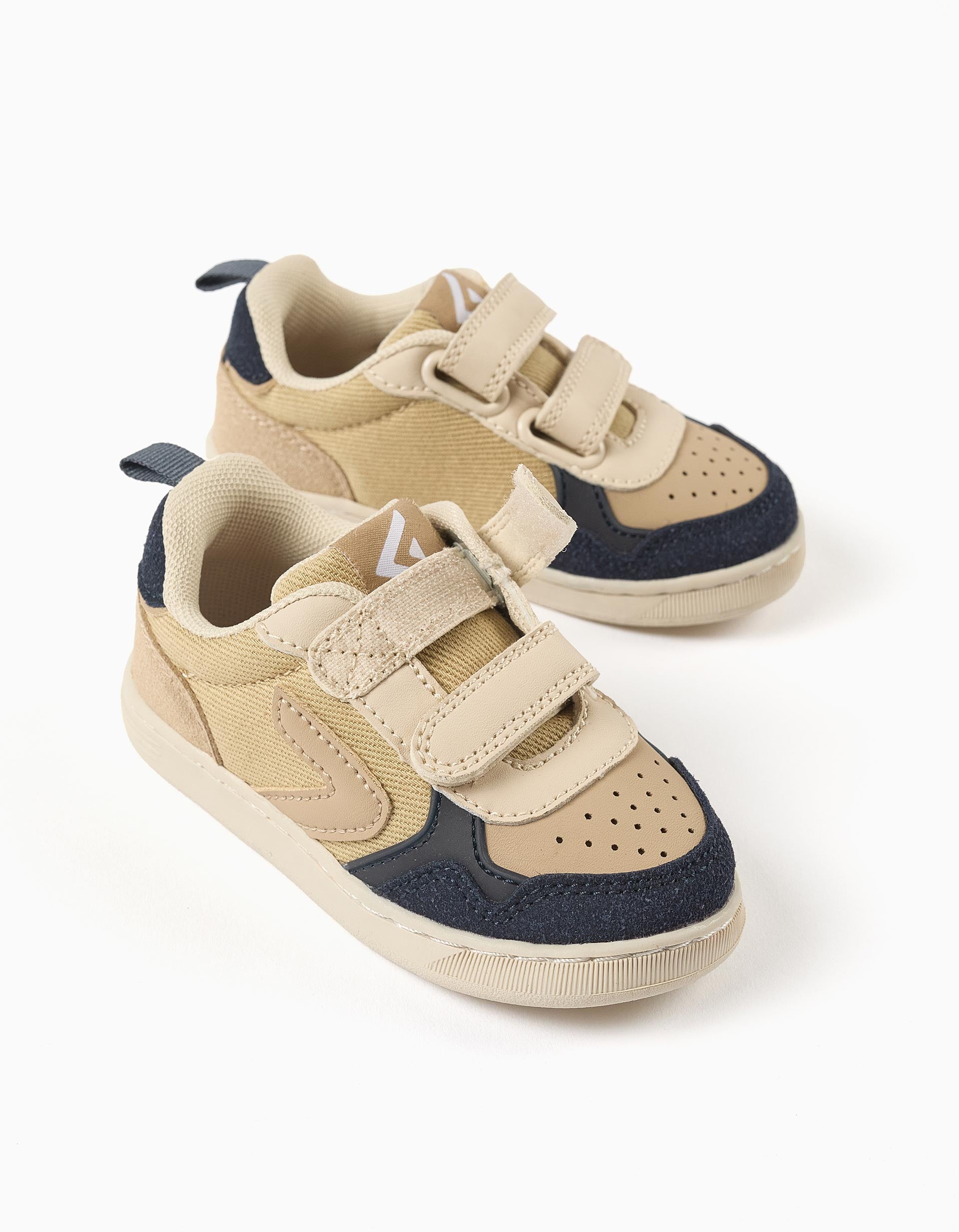 Sapatilhas combinadas ZY Move para bebé menino, bege/azul-escuro