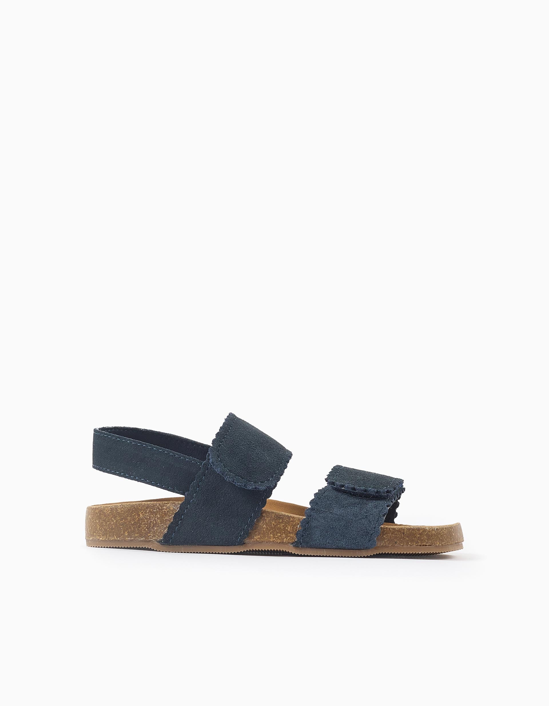 Sandales en daim avec fermeture à scratch pour fille, bleu foncé
