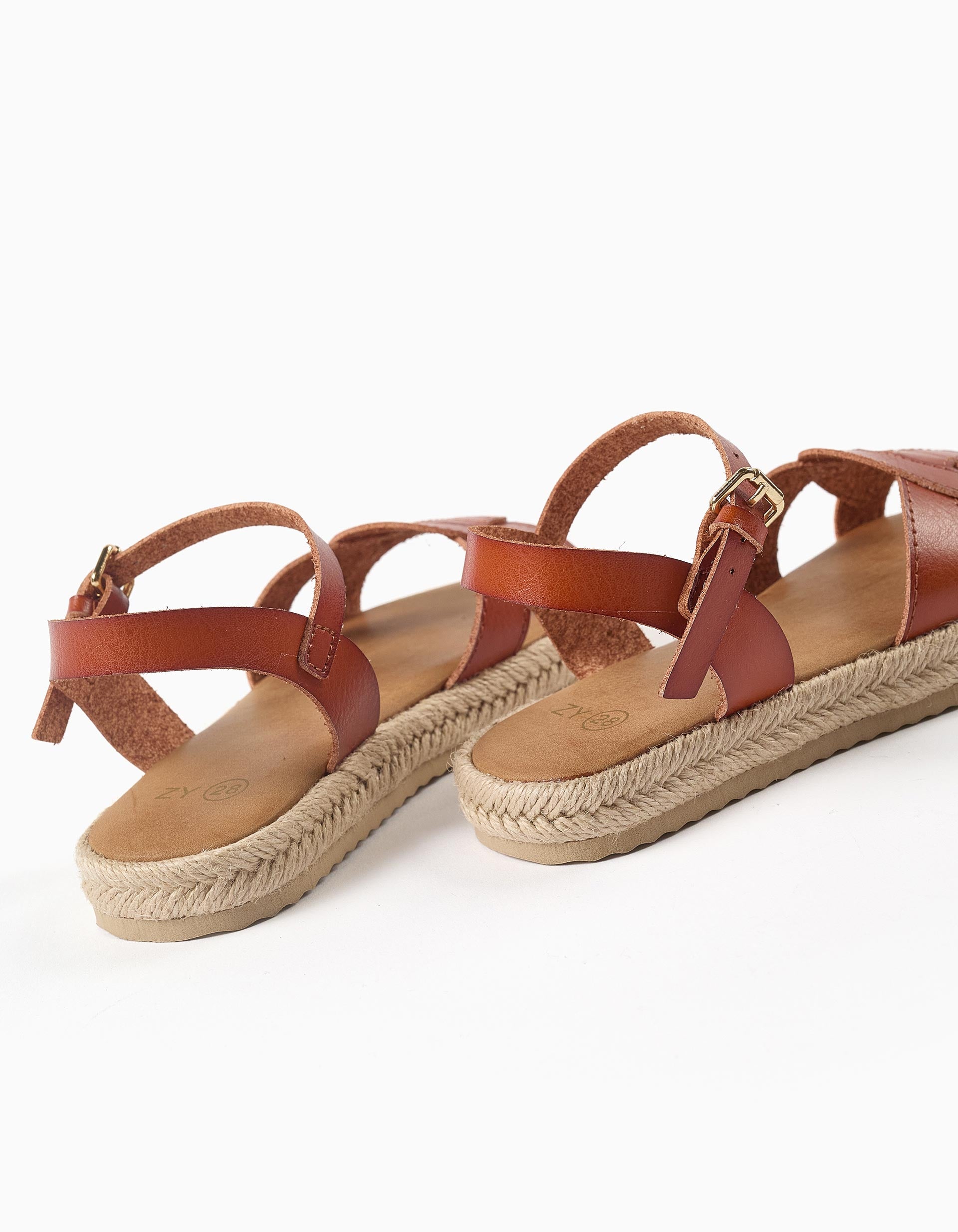 Sandálias acolchoadas com fivela para menina, castanho-claro