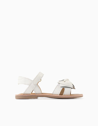 Sandales en cuir avec nœud décoratif pour fille, blanc
