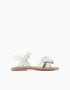 Sandálias de pele com laço decorativo para menina, branco