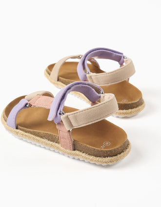 Sandals with anatomic insock for girls, lilac/pink/beige
