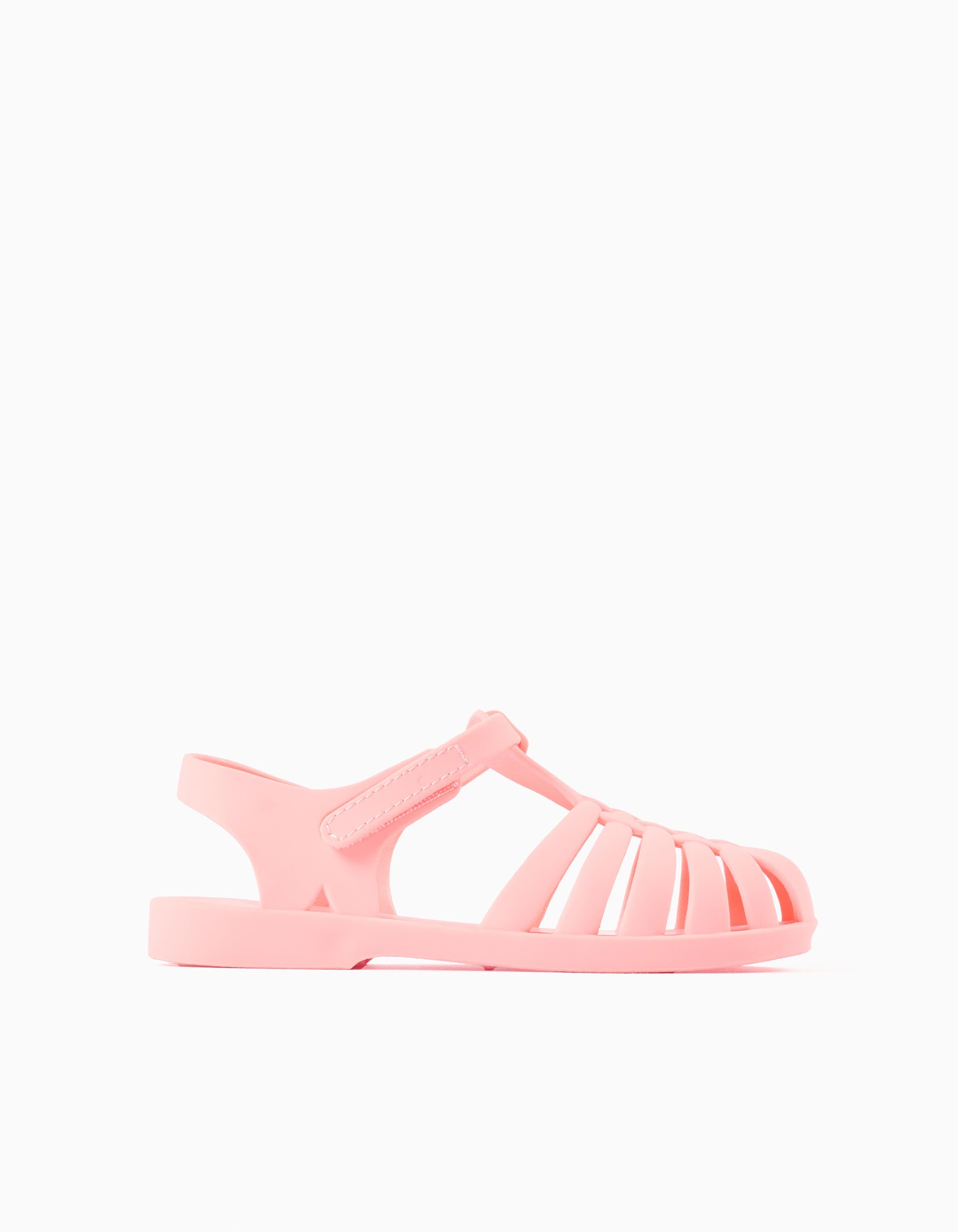 Sandales jelly avec fermeture à scratch pour fille, rose clair