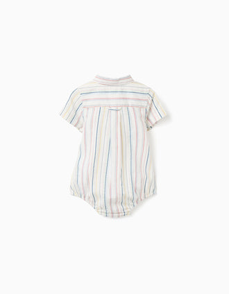 Body-camisa de algodão com riscas B&S para recém-nascido, multicolor