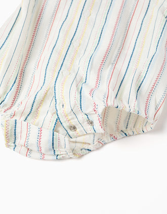 Body-camisa de algodão com riscas B&S para recém-nascido, multicolor
