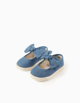 Canvas shoes with flexible sole for baby girls, blue
