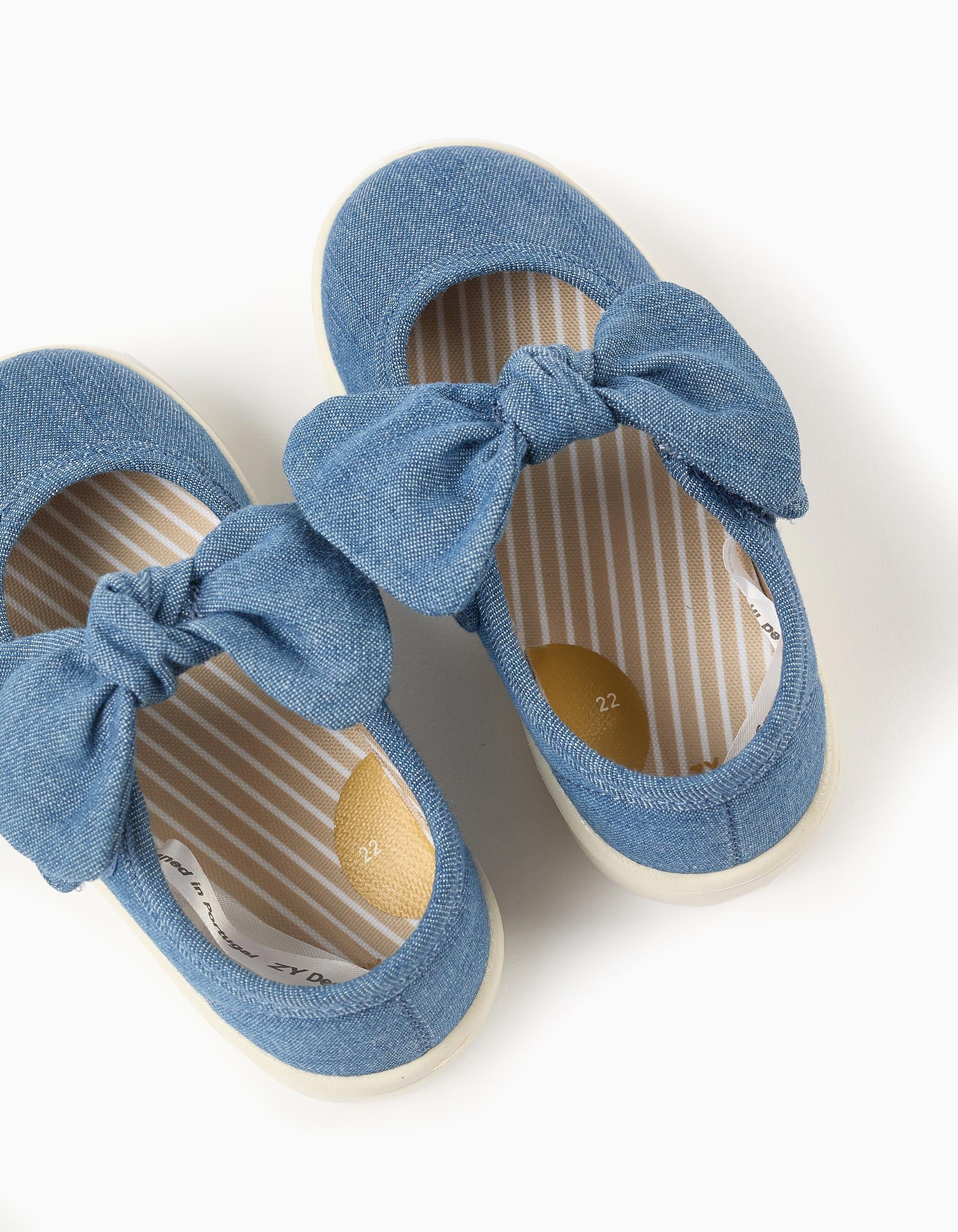 Sabrinas de lona com sola flexível para bebé menina, azul