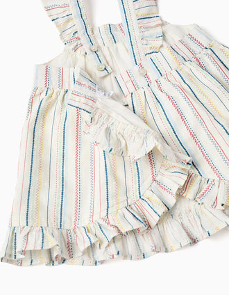 Vestido + tapa-fraldas com riscas étnicas B&S para recém-nascida, multicolor