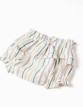 Vestido + tapa-fraldas com riscas étnicas B&S para recém-nascida, multicolor