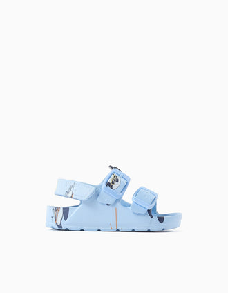 Sandales en caoutchouc à boucle Mickey pour bébé garçon, bleu clair