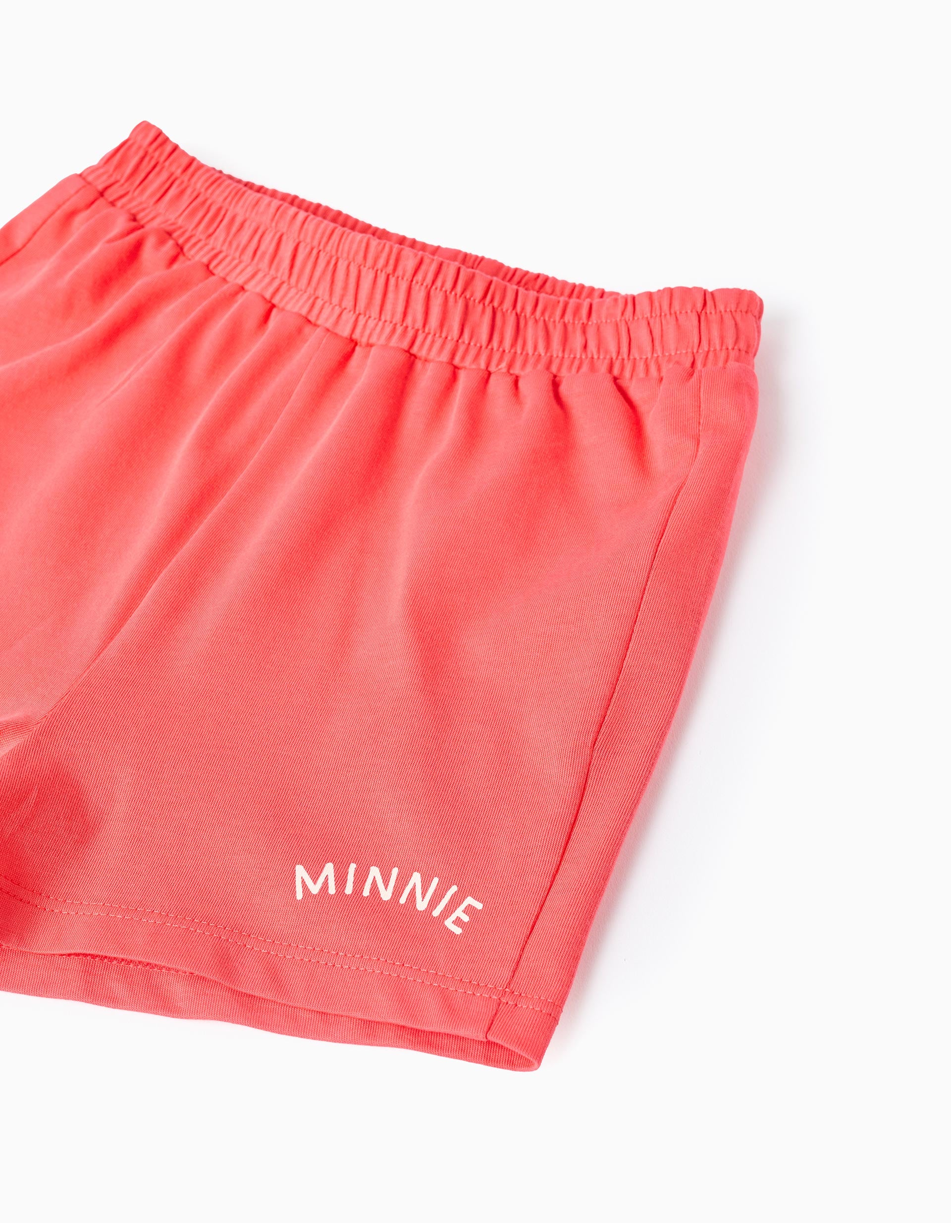 Cotton T-shirt and shorts with Minnie print for baby girls, white/red
