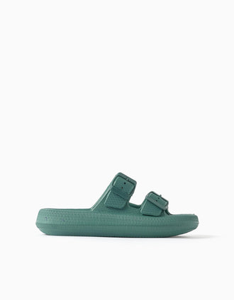 Sandales en caoutchouc avec double boucle pour garçon, vert foncé