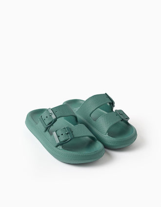 Sandales en caoutchouc avec double boucle pour garçon, vert foncé