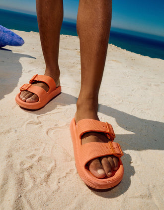 Sandales en caoutchouc avec double boucle pour enfant, orange