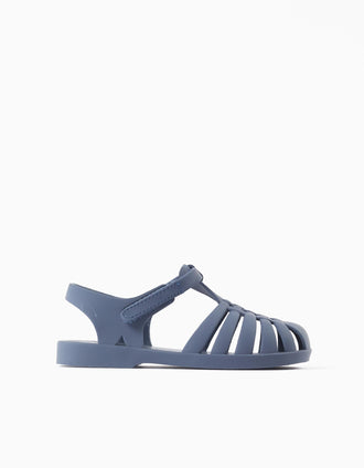 Sandales jelly avec fermeture à scratch pour enfant, bleu foncé