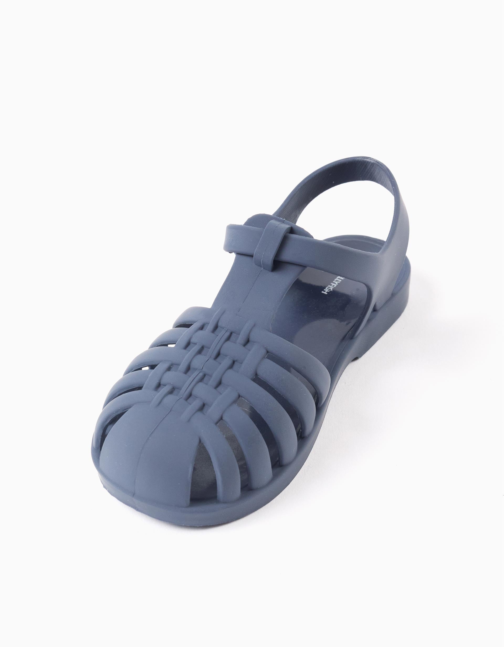 Rubber jelly sandals with touch-fastener for children, dark blue