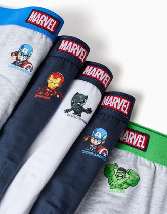 Pack 5 cuecas com estampados Vingadores para menino, azul/cinza/branco