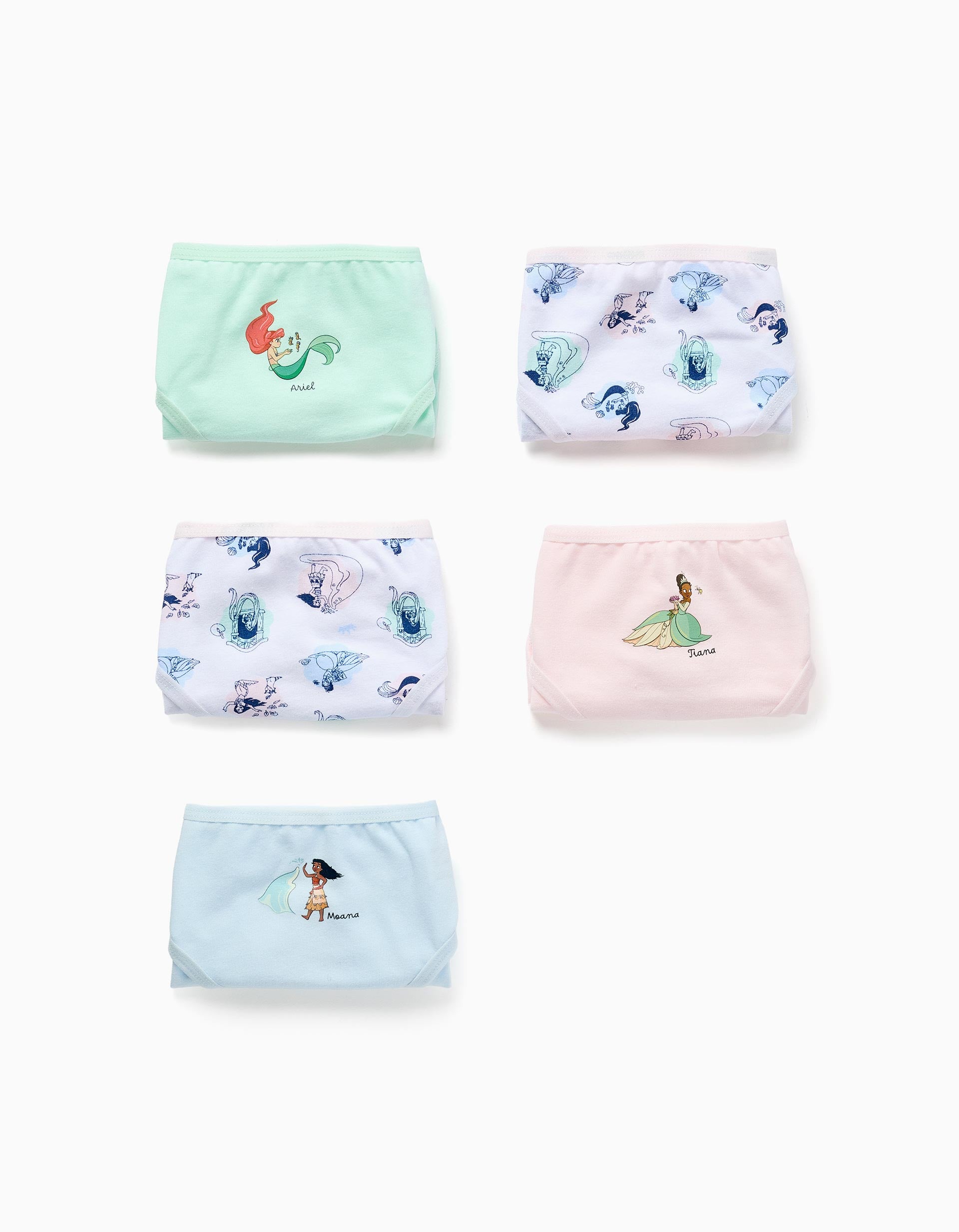 Pack de 5 cuecas com as Princesas Disney para menina, multicolor