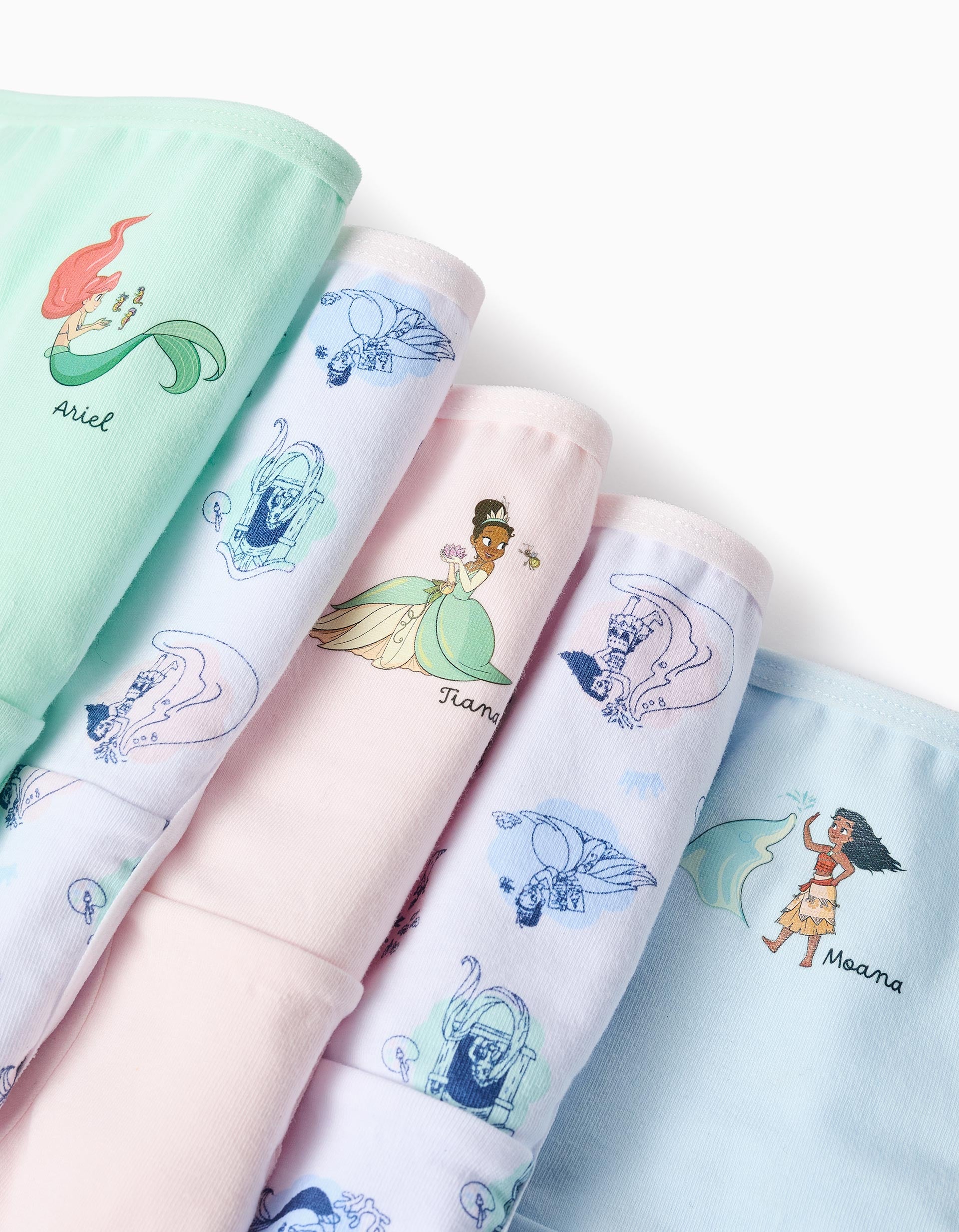 Pack de 5 cuecas com as Princesas Disney para menina, multicolor